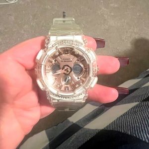 G-Shock clear band rose gold face
